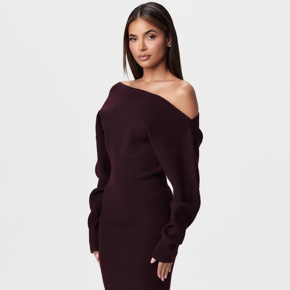 Naked Wardrobe Knit Off-Shoulder Sweater Maxi Dress - Picture 5 of 13